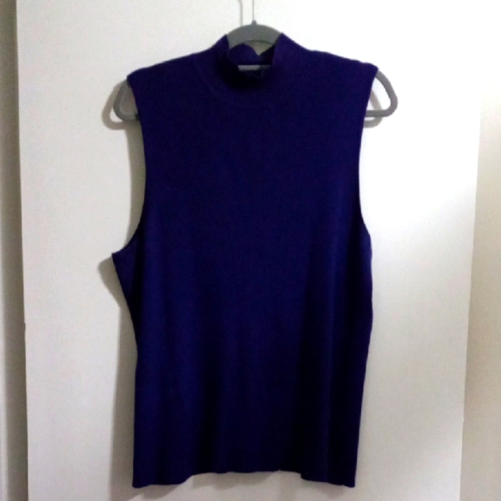 Chico's Sleeveless Knit Turtleneck Purple Top Chico's Size 4
